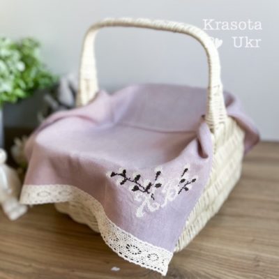 Серветка – 55*40 см, дизайн “мінімалістична вишивка”, лаванда?