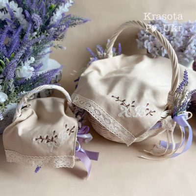 Комплект серветок з мінімалістичною вишивкою (45*30 см та 25*20 см)