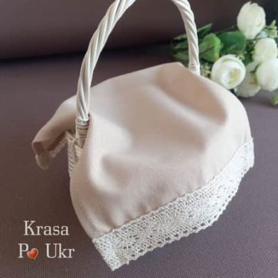 ❤️  Серветочка на кошик дитяча з лляним мереживом (20*25 см), “Мінімалізм”, какао