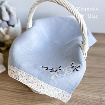 Серветка – 40*30 см, дизайн “мінімалістична вишивка”, блакитна?