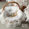 Серветка на дитячий кошик з мереживом “Пастельна квіткова корзинка” (атлас, 30 см)