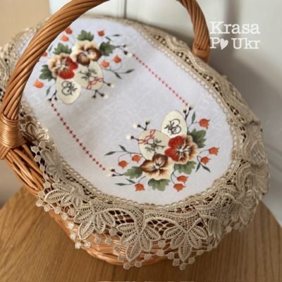 Вишита середня серветка «Великодня гармонія», атлас (42*30 см)