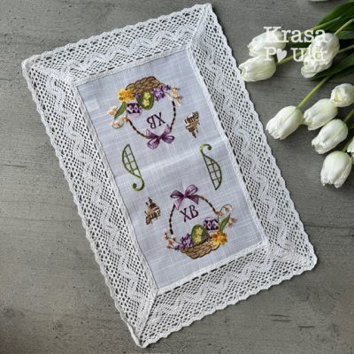 Серветка на середній великодній кошик, “лавандовий Великдень” - 45*30 см