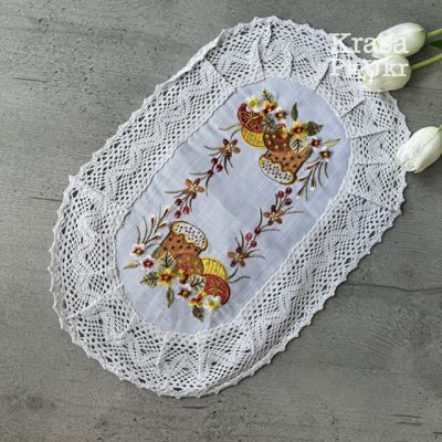Пасхальний вишитий рушник “Сонячна пасочка” (45×30 см), льон