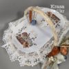 Серветка на кошик пасхальна (атласна, 44*30 см), “Пасхальна квіткова корзинка”